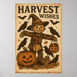 Affiche Voeux de récolte d'Halloween vintage