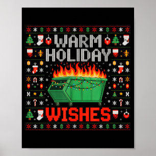 Affiche Voeux de vacances chaleureux Feu de poubelle Noël