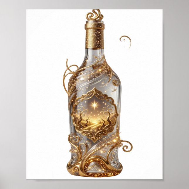 Affiche Vœux dorés élégants GOLDEN WISHES (Devant)