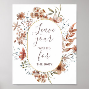 Affiche Voeux Fleur sauvage d'automne pour bébé