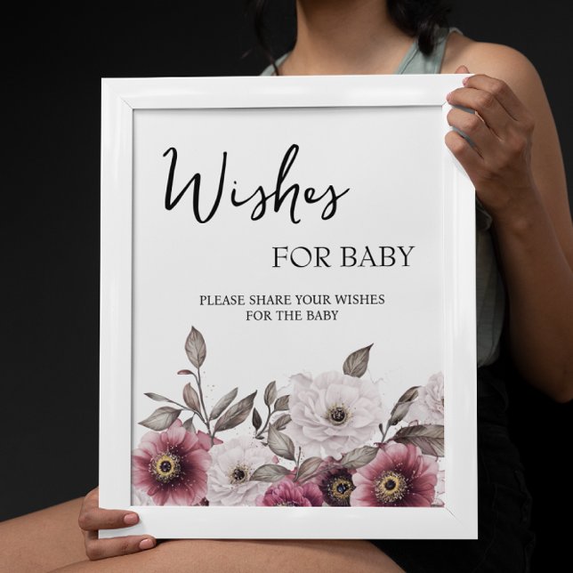 Affiche Voeux floraux blanc et prune pour bébé (Créateur téléchargé)