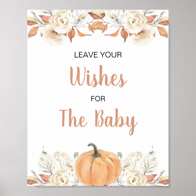 Affiche Voeux floraux Citrouilles orange pour bébé SIGNE  (Devant)