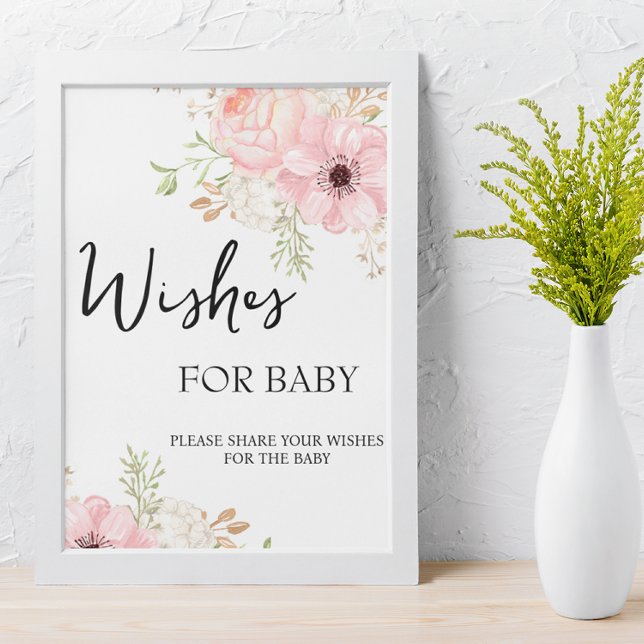 Affiche Voeux floraux roses pour bébé SIGNE (Créateur téléchargé)