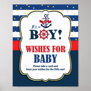 Affiche Voeux pour bébé Baby shower nautique activité