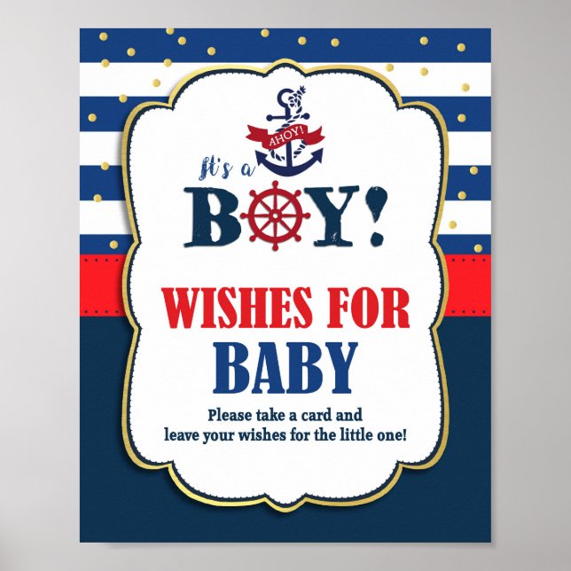 Affiche Voeux pour bébé Baby shower nautique activité (Devant)