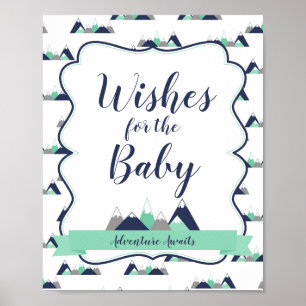 Affiche Voeux pour la Baby Sign Mountains douche thématiqu