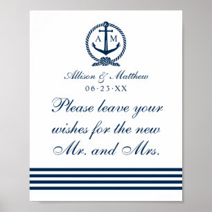 Affiche Voeux pour le Mariage nautique M. et Mme Marine