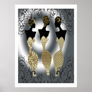 Affiche Vogue Noir En Or
