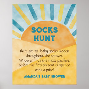 Affiche Voici Blue Rays Sunshine Baby shower chasse jeu