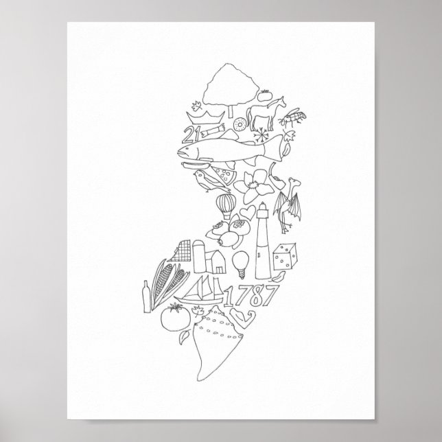 Affiche Voici Jersey dessiné à la main (Devant)