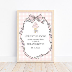 Affiche Voici la glace rose de l'anniversaire de bébé Sund