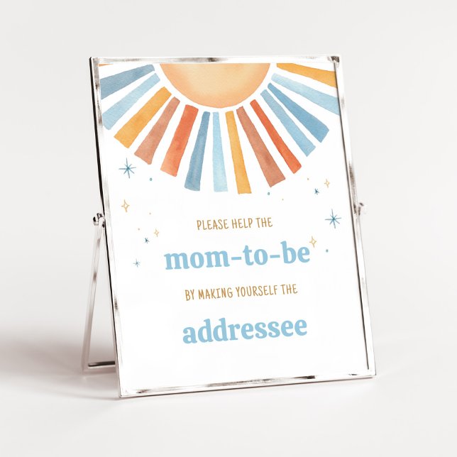 Affiche Voici la station Son Baby shower Enveloppe (Boho Sunshine Baby Shower Envelope Station Sign)