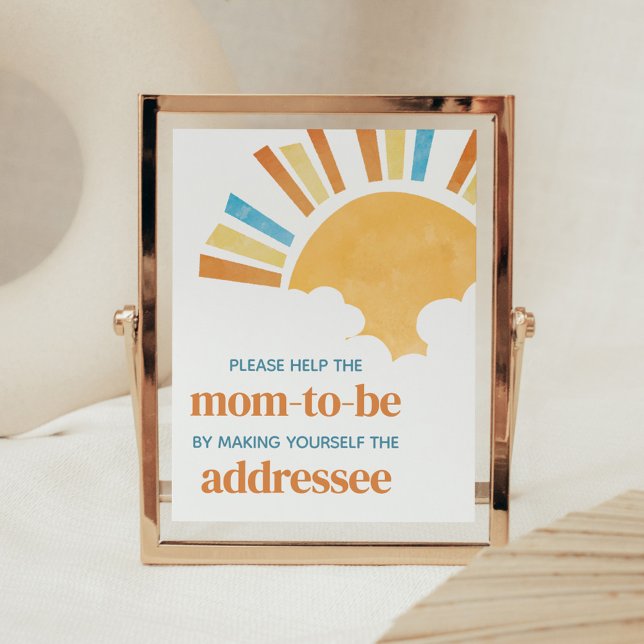 Affiche Voici la station Son Baby shower Enveloppe (Here Comes the Son Baby Shower Envelope Station Sign)