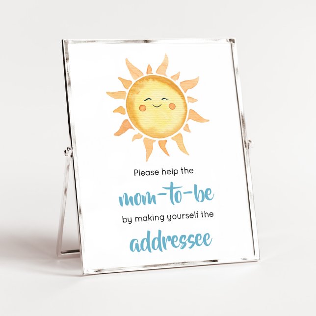 Affiche Voici la station Son Cute Sun Envelope (Sunshine Here Comes the Son Baby Shower Envelope Station Sign)