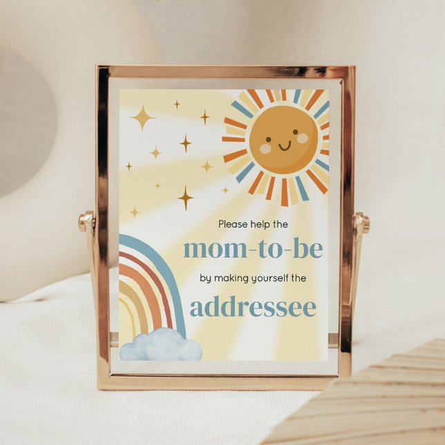 Affiche Voici la station Son Retro Sunshine Envelope (Retro Here Comes the Son Baby Shower Envelope Station Sign)