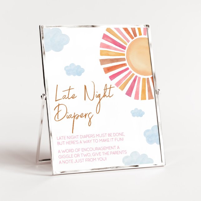 Affiche Voici La Sun Girl Late Night Diapers (Sunshine Baby Shower Late Night Diapers Sign)