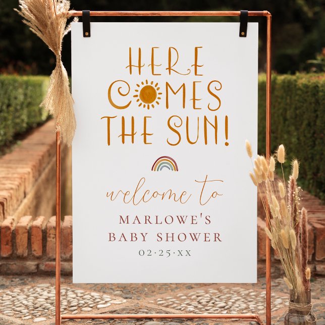 Affiche Voici L'Accueil Du Baby shower Boy Sun Boho (Welcome Sign Mock-up)
