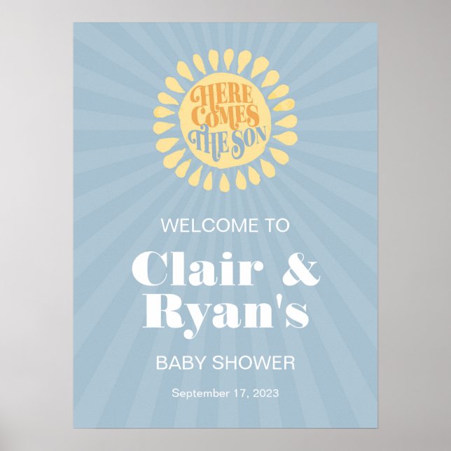 Affiche Voici l'Affiche de bienvenue Baby shower Fils (Devant)