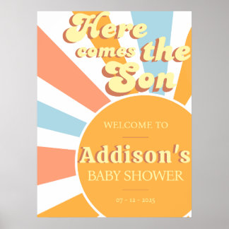 Affiche Voici l'affiche de bienvenue du baby shower garçon