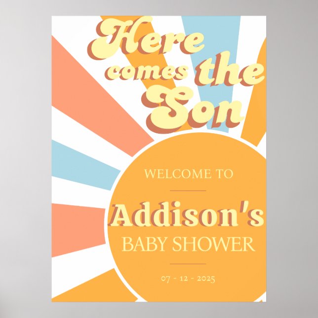 Affiche Voici l'affiche de bienvenue du baby shower garçon (Devant)