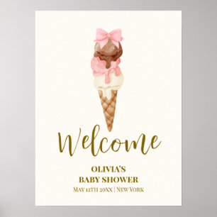 Affiche Voici le Baby shower de glace Scoop Bow Ice Cream 
