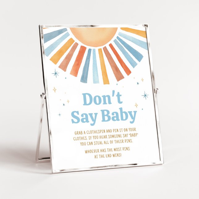 Affiche Voici le Baby shower du Fils Ne dites pas Baby (Boho Sunshine Baby Shower Don't Say Baby Sign)