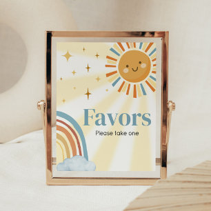 Affiche Voici le Baby shower rétro Son Favors