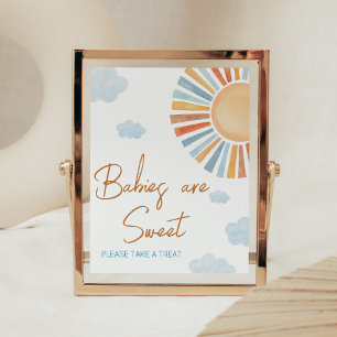 Affiche Voici Le Baby shower Soleil Les bébés sont doux