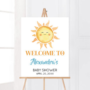 Affiche Voici le Baby shower Son mignon soleil Bienvenue
