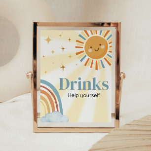 Affiche Voici le Baby shower Son Retro Boissons