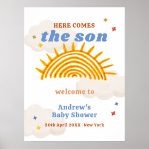 Affiche Voici Le Baby shower Son Sunshine Bienvenue