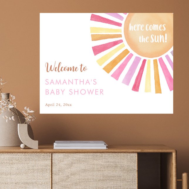 Affiche Voici le baby shower Sun girl bienvenue (Créateur téléchargé)