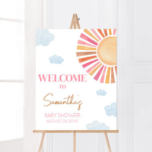 Affiche Voici Le Baby shower Sun Girl Bienvenue