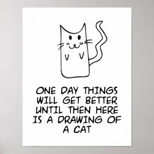 Affiche Voici le dessin d'un chat