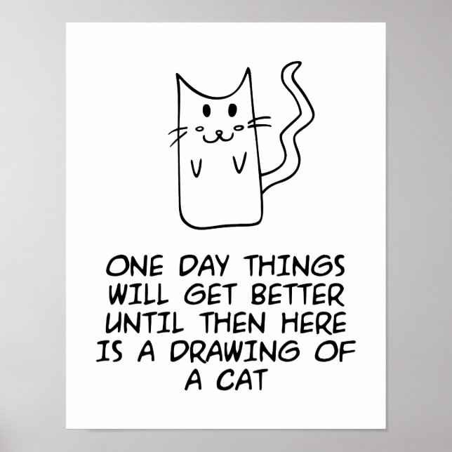 Affiche Voici le dessin d'un chat (Devant)