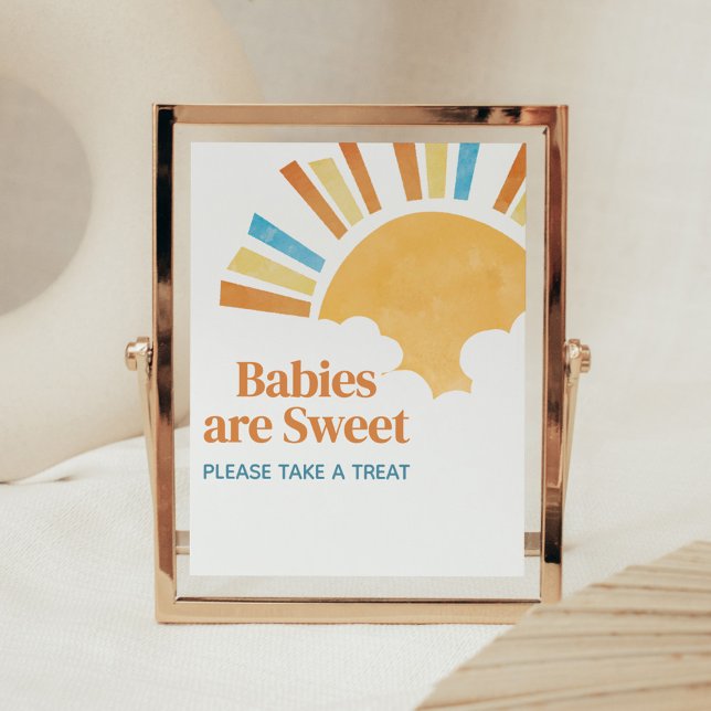 Affiche Voici le Fils Baby shower Les bébés sont doux (Here Comes the Son Baby Shower Babies are Sweet Sign
)