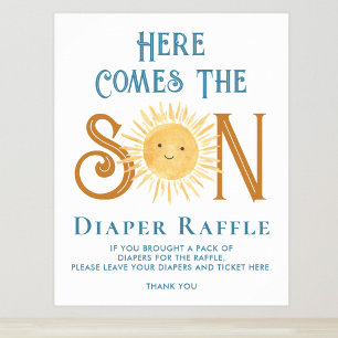 Affiche Voici Le Signal Baby shower Fils Déchets Raffle