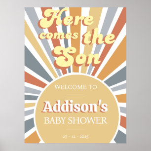 Affiche Voici le signe de bienvenue du Baby shower Son
