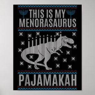 Affiche Voici Mon Menorah-saurus Heureux Hanoukka Dinosaur