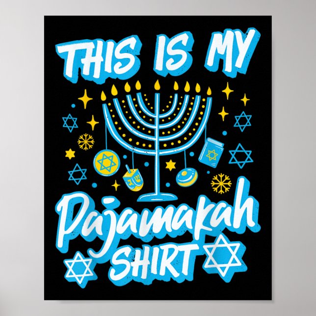 Affiche Voici Mon Pajamakah Hanoukka Menorah Bougies Funn (Devant)