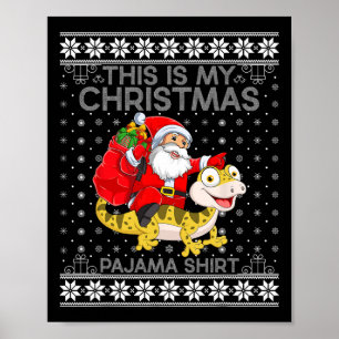 Affiche Voici Mon Pyjamas De Noël Père Noël Riding Lizard