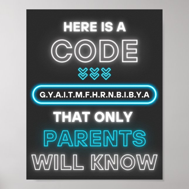 Affiche Voici Un Code Que Seuls Les Parents Connaîtront (Devant)