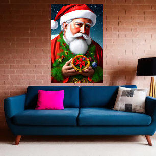 Affiche Voici un portrait du Père Noël   Art AI