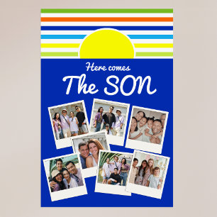 Affiche Voici venir le fils Baby Shower Toile de fond & In