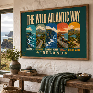 Affiche Voie de l'Atlantique sauvage Irlande Illustrations