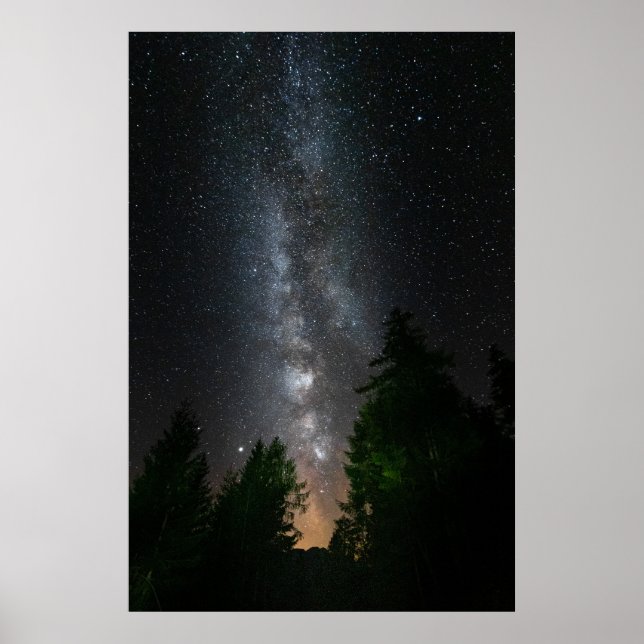 Affiche Voie lactée au-dessus de la forêt d'épinette (Devant)