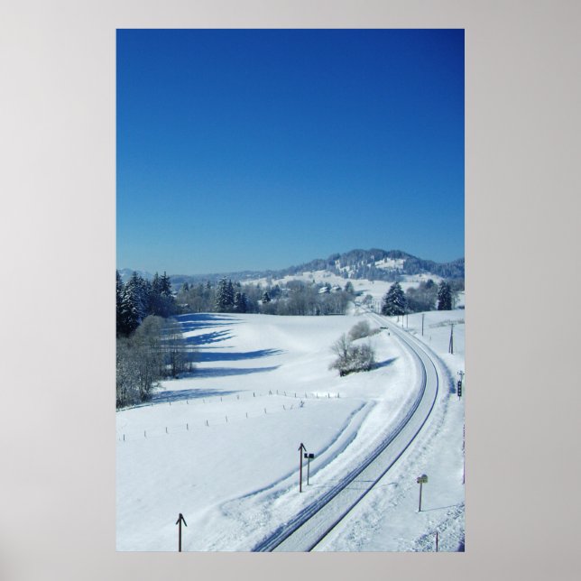 Affiche Voies de train à travers la neige (Devant)
