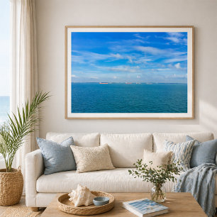 Affiche Voies maritimes du détroit de Singapour avec navir