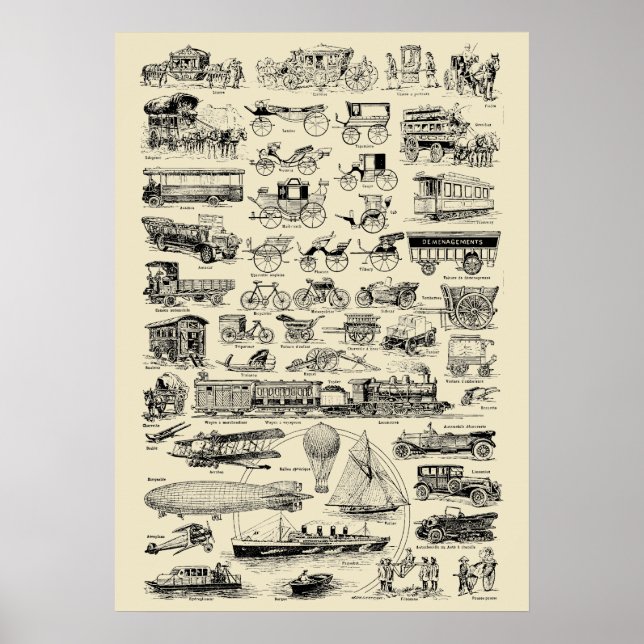 Affiche Voies vintages Trains & Automobiles (Devant)
