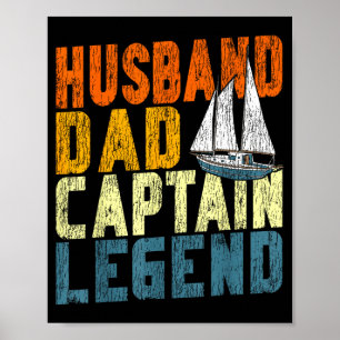 Affiche Voile bateau à voile rétro vintage mari papa capit